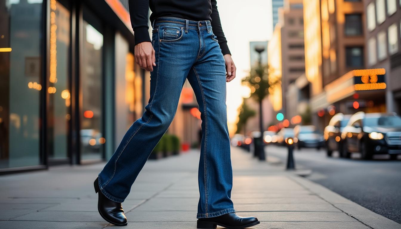 descubra calças boca de sino para homens que combinam estilo retrô com um toque moderno, perfeitas para um visual único e elegante.