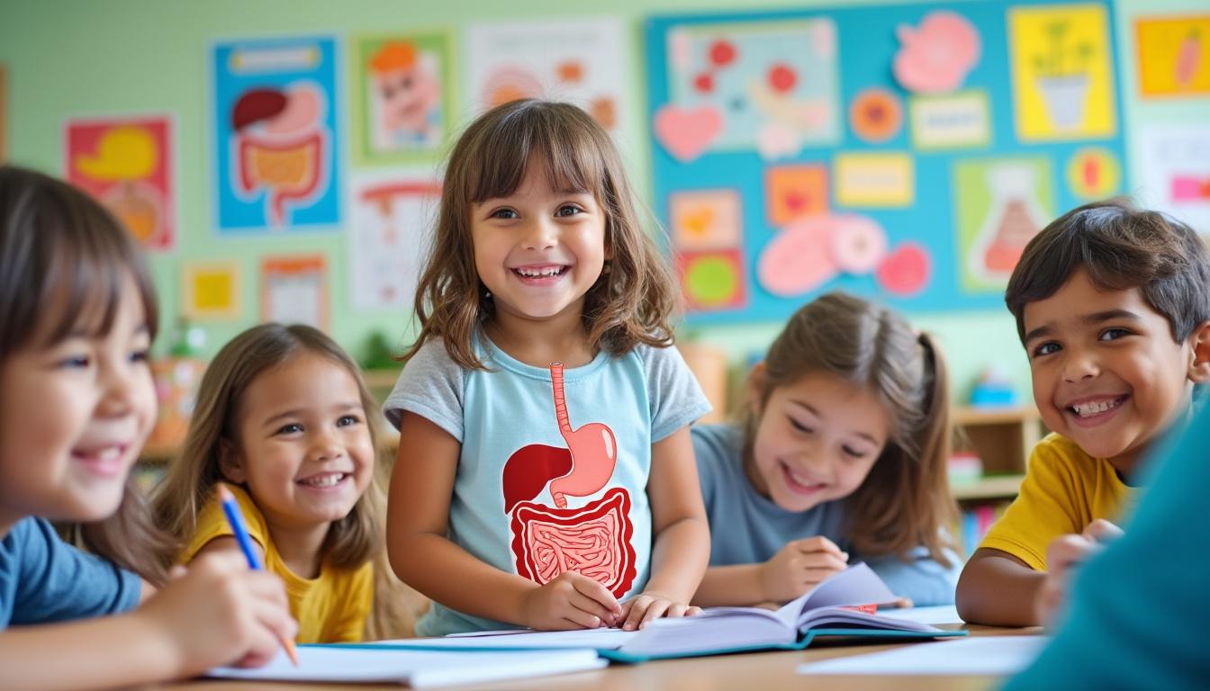 descubra o funcionamento do sistema digestivo de forma divertida e educativa, ideal para crianças aprenderem sobre o corpo humano com um guia simples e envolvente.