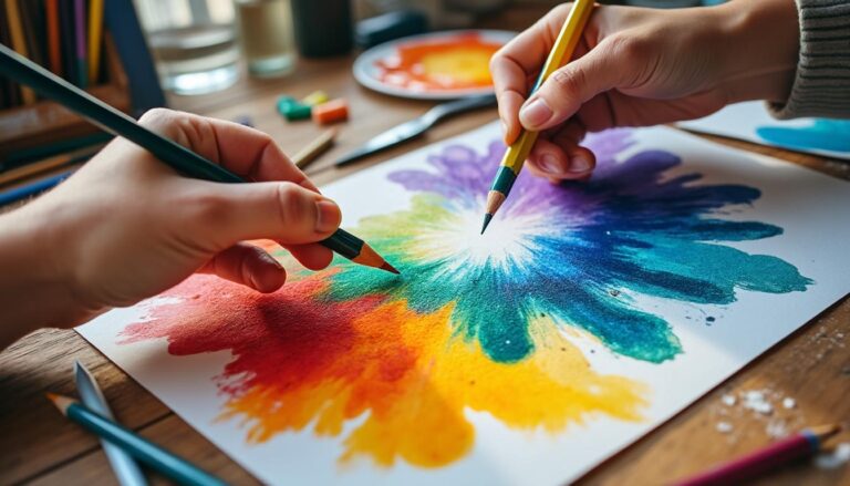 explore desenhos vibrantes que combinam cores quentes e frias para criar obras de arte cheias de energia e contraste visual.