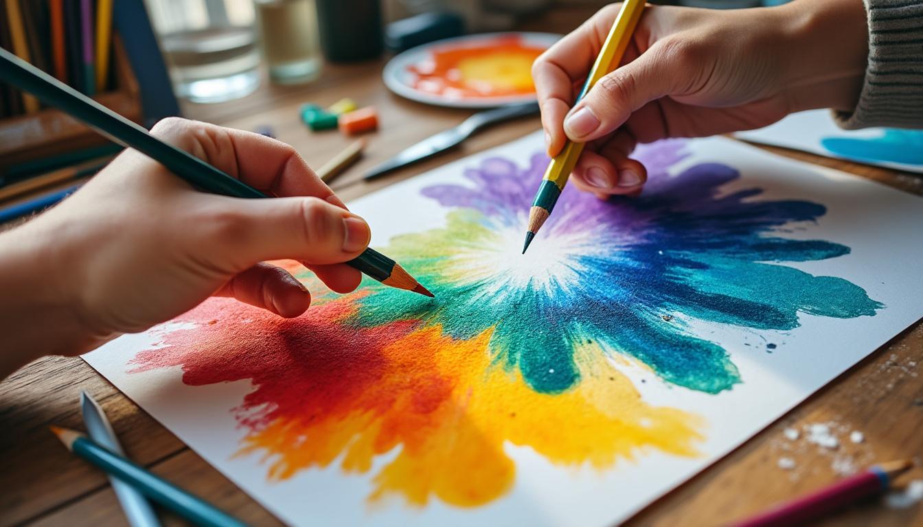 explore desenhos vibrantes que combinam cores quentes e frias para criar obras de arte cheias de energia e contraste visual.