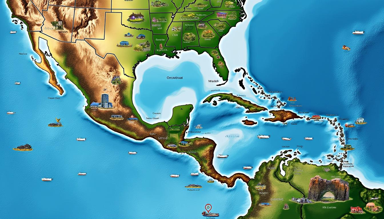 descubra o mapa completo das américas, explorando sua geografia detalhada e curiosidades fascinantes sobre países, culturas e paisagens da região.