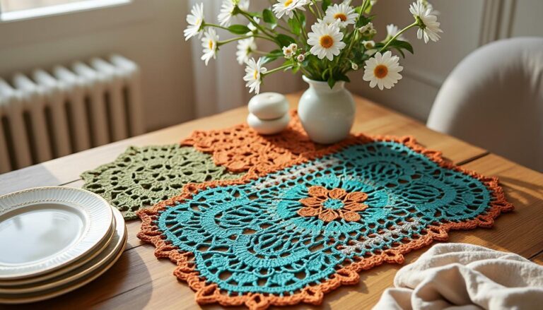 descubra a exuberância artesanal com nossos tapetes de mesa feitos à mão em crochê, trazendo charme e elegância para sua decoração.